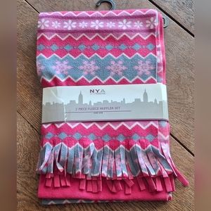 Pink Snowflake Winter Scarf Set